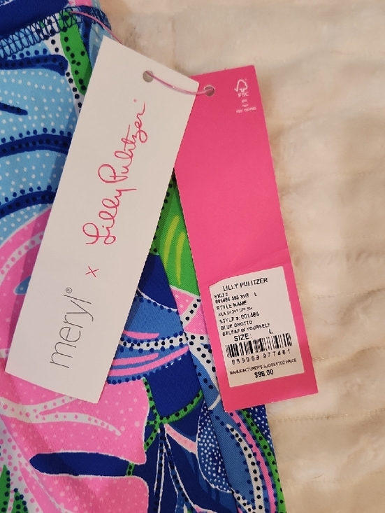 Lilly Pulitzer Tropical Print Mini Skirt in Navy, Pink & Green - Picture 4 of 5